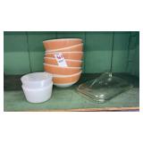 Stack of 6 Corning USA cereal bowls, Glasbake