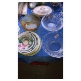 Serving bowls pressed glass & ceramic