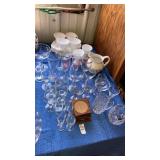 Large lot crystal mugs,milk glass snack