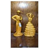 Ceramic flamenco dancers figures 13" tall