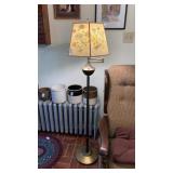 Swing arm floor lamp w/botanical shade