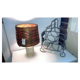 Wine rack, small lamp