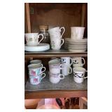 Corning, Lenox mugs saucers asst cupboard lot