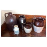 5 pcs stoneware crocks pitchers