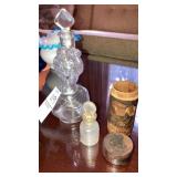 Tiny glass bottle in wood tube, lady perfume