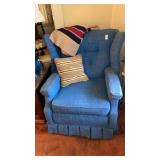 Blue woven wing easy chair
