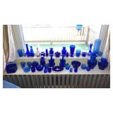 Large lot of cobalt glass - all at front window