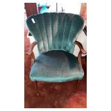 Shell back velvet side chair