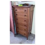 Oak lingerie chest of drawers on wheels