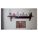 Lady figurines & oil lamps - shelf contents &
