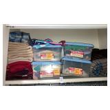 Closet shelf lot- bins scarves hats gloves fleece