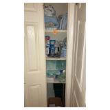 Contents of bathroom closet lightbulbs sheets