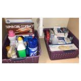 Lot- Baskets of oroducts under bathrm sink,wall