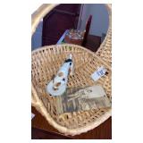 Basket-Dog figurine England & postcard