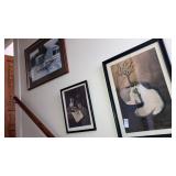 3pcs framed wall art in stairwell wall
