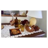 Lot of amber glass giraffe hen on nest asst &