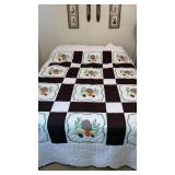 1980s mushroom appliqué quilt double sz