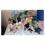 Large lot of figurines frogs turtles dogs teddy