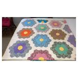 Vintage grandmothers flower garden quilt double