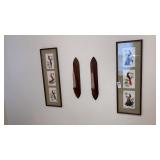 Feathered bird pictures, wall sconces