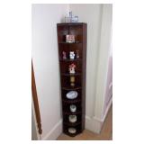 Wooden Corner tower stand & contents