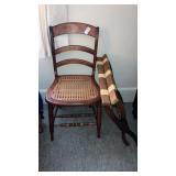 Came seat chair, wooden suitcase valet