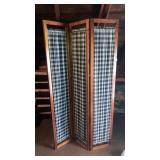 3-panel cloth & wood changing screen