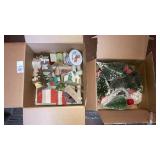 Old Christmas bristle trees, glittered houses -2