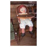 Spindle back wooden high chair & large raggedy