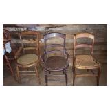 3 wooden chairs