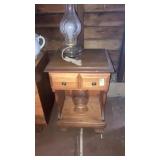 Wooden nightstand, electrified oil lamp