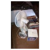2 electric fans, books lot