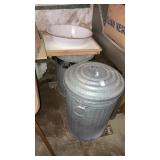 Galvanized trash cans & contents
