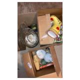 3 boxes dishes Westmoreland candleholders glass