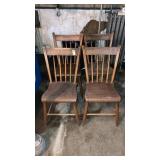 Set of 4 plank bottom wooden chairs
