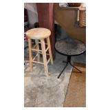 Wooden bar stool, patio table