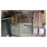 Tools on wall broom, garden