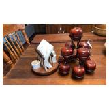 Wooden apple table decor, napkin holder
