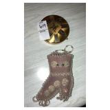 Glass beaded miniature boot wall pocket, powder