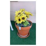 3 Terra cotta pots w/faux daisies -all on porch