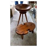Wooden dish planter, Ethan Allen wooden stool
