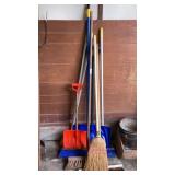 Brooms snow shovels lot