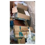 Lot- baskets,triple mirror,glass,Christmas books-