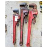 Lot of 3 pipe wrenches 14 and 18 in