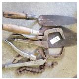 Lot of trowels and vise grips