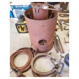 Lead melting pot and burner with collars and