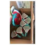 Watermelon set of pitcher, cups, picnic supplies