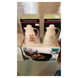 Corning ware 5 piece service and 2 carafes