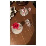 6 pieces of rose statues 3 are glass baron ones ,