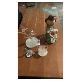 2 glass baron hummingbird figures , 1 swan glass